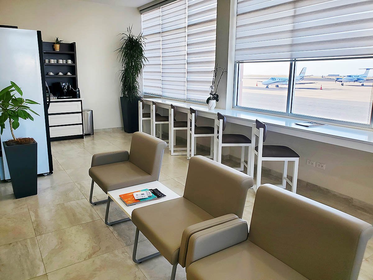 Private Aircraft Services FBO downstairs lounge area.